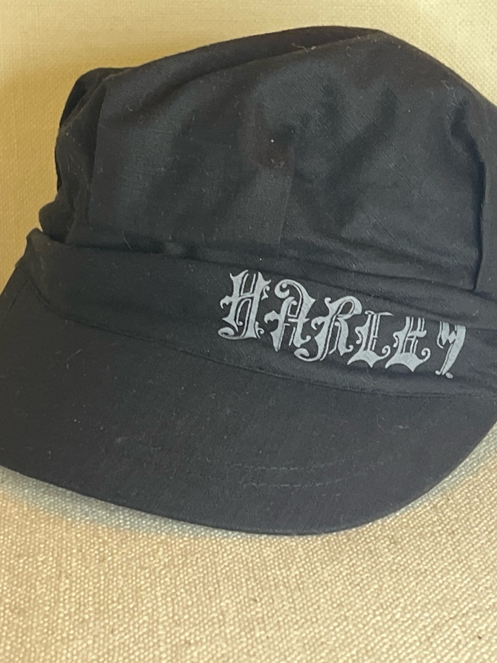 Harley-Davidson Black Military-Style Cap with Gothic Logo